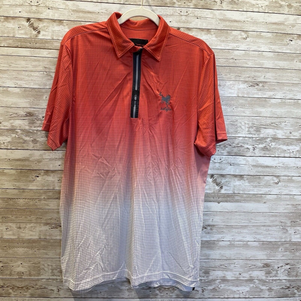 Jamie Sadock Mens L Shirt Golf Polo‎ Red & White Ombre Performance 1/2 Zip